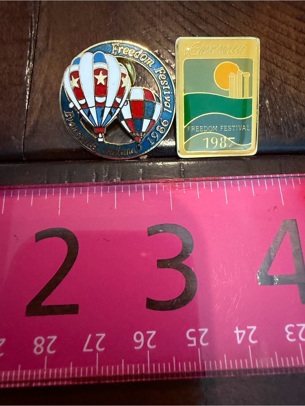 Vintage Evansville Freedom Festival Lapel Pin Lot 1986 & 1987